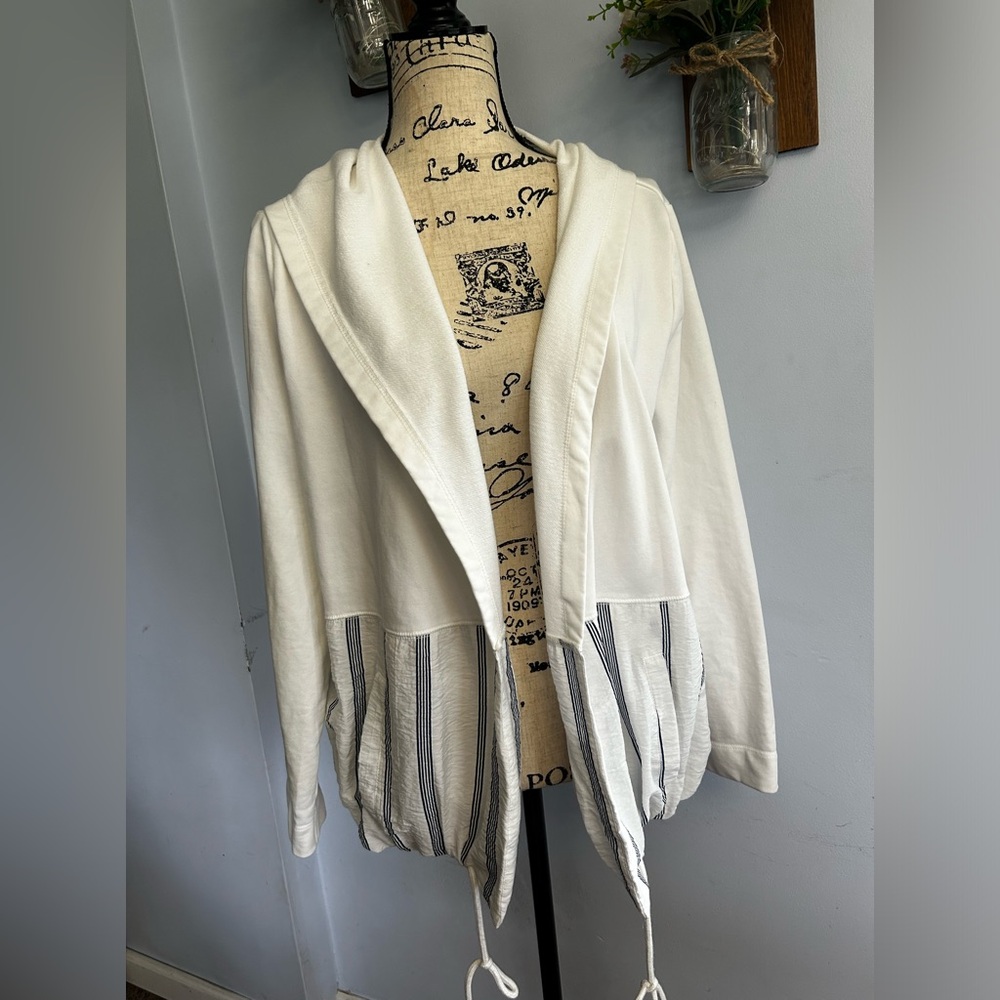Melloday coastal nautical cardigan hoodie navy cruise beachy‎ top